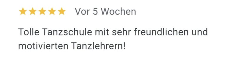 5 Sterne Bewertung von Google für die Tanzschule MOVE!iT