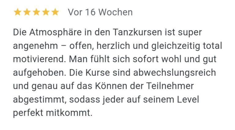 5 Sterne Bewertung von Google für die Tanzschule MOVE!iT